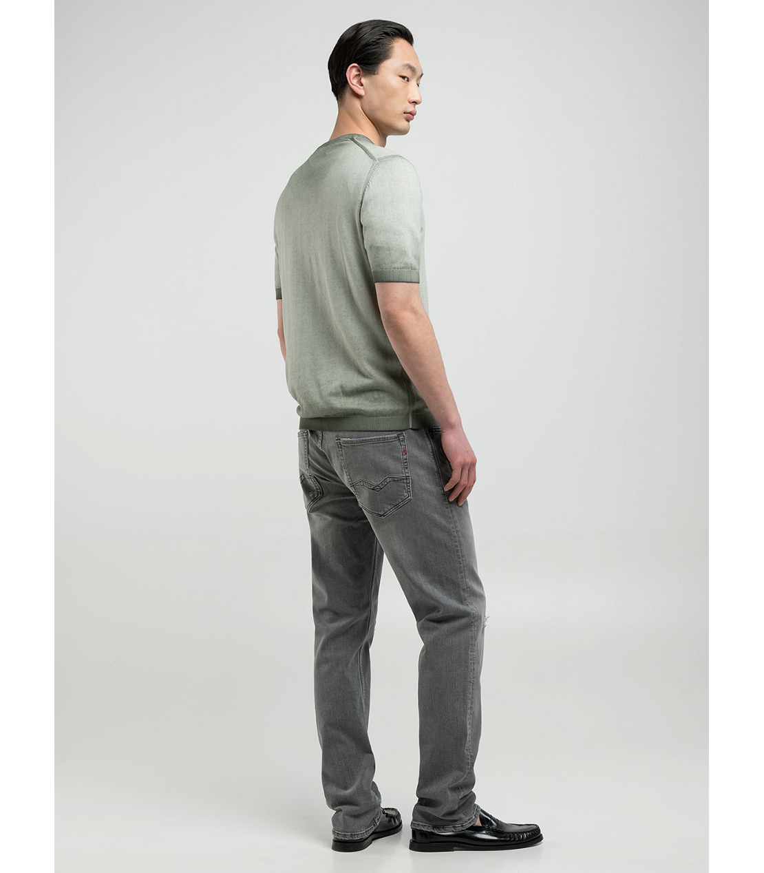 オンブレ ソフトコットン半袖ニット 詳細画像 オリーブ 2